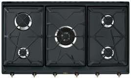 Газовая варочная панель Smeg SRV 896 AOGH 88 см, 5 конфорок электроподжиг, антрацит