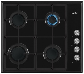 Газовая варочная панель Simfer H60Q40B416 59 см, 4 конфорки электроподжиг, черный