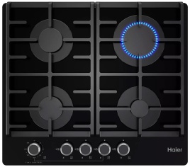 Газовая варочная панель Haier HHX-G64CNMB 58 см, 4 конфорки электроподжиг газконтроль, черный