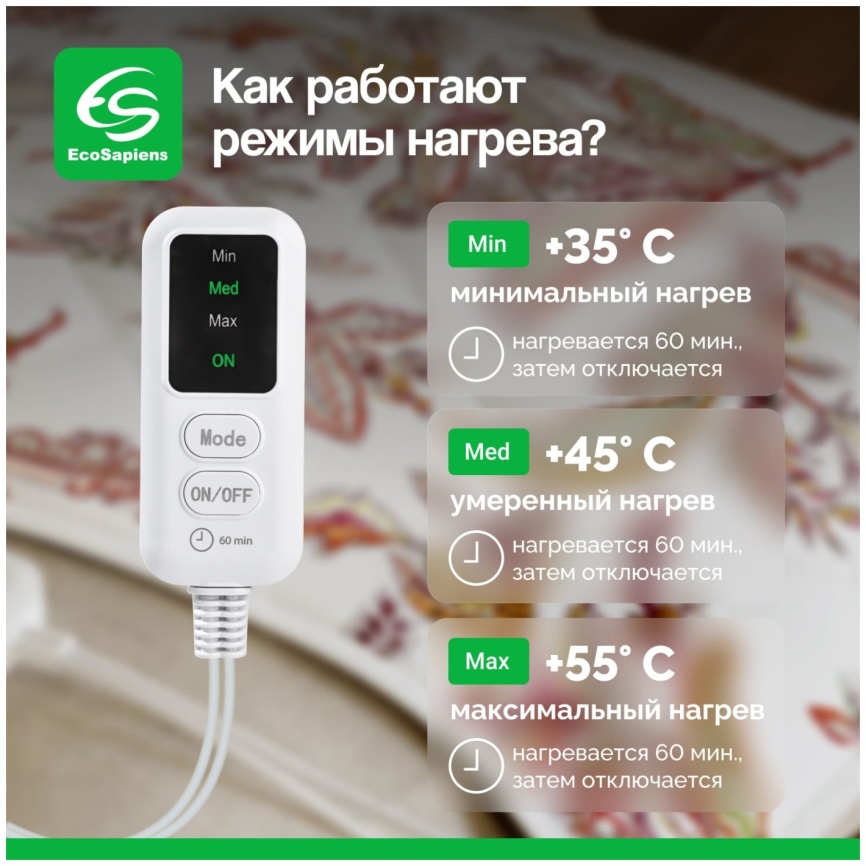 Электрогрелка EcoSapiens Hotty (огурцы) ES-409_og фото 9