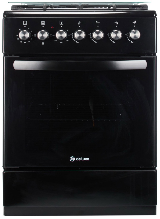 Комбинированная плита De luxe 606040.00гэ-003(кр) 60 см, 64 л, 4 конфорки, черный фото 6