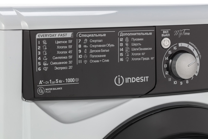 Стиральная машина Indesit EWSD 51031 BK CIS 5 кг, 16 программ, белый фото 5