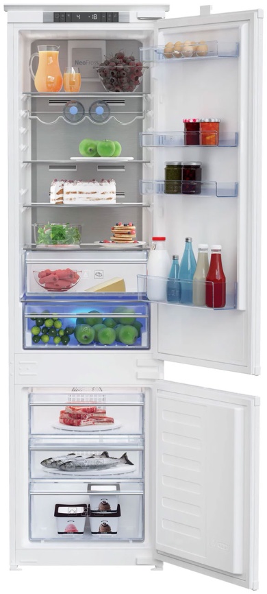 Встраиваемый двухкамерный холодильник Beko BCNA 306 E2S No frost, белый фото 1