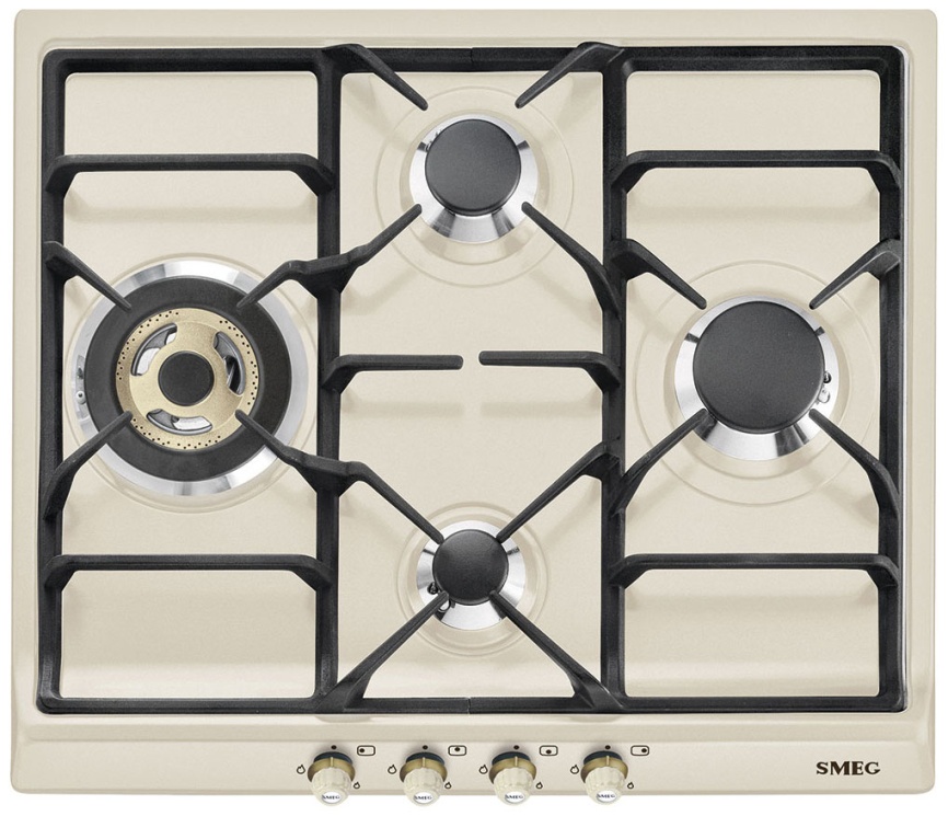 Газовая варочная панель Smeg SR 764 PO 60 см, 4 конфорки электроподжиг газконтроль, кремовый фото 2