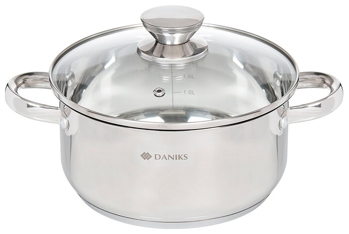 Кастрюля с крышкой Daniks Оптима QS-S-20/GS-01201-20CA 3.1 л фото 1