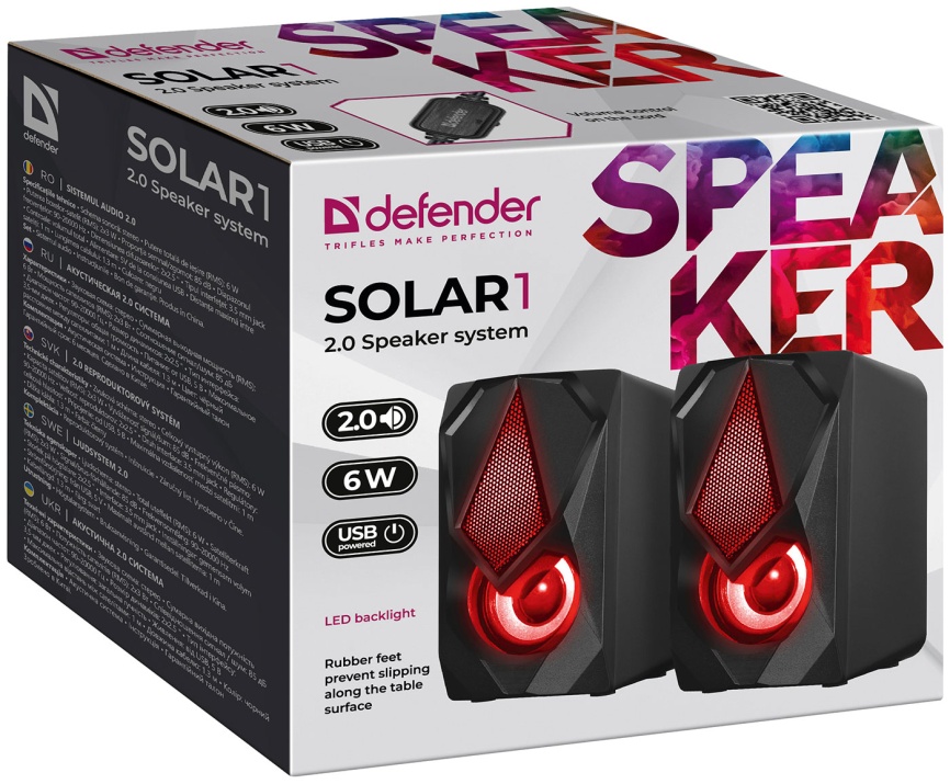 Колонки компьютерные Defender 6 Вт, подсветка, питание от USB/LED/TP фото 8