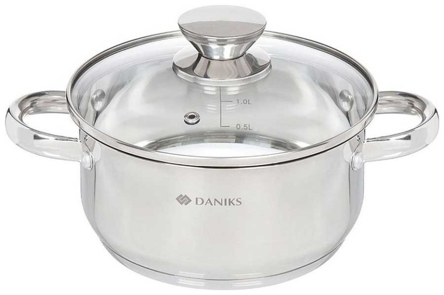 Кастрюля с крышкой Daniks Оптима QS-S-18/GS-01201-18CA 2.2 л фото 1