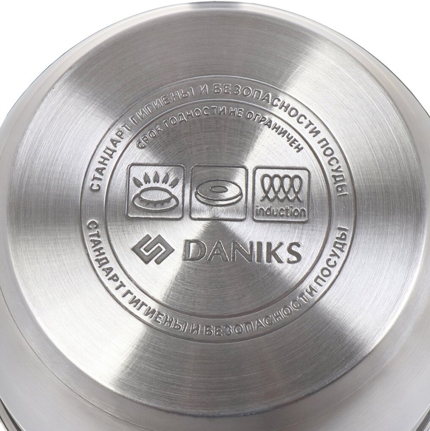 Ковш Daniks Орландо GS-01435-16S нерж крышка стекло силикон ручка 2 л индукц фото 8