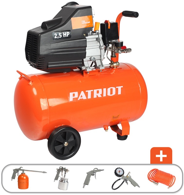 Компрессор Patriot EURO 50-260 K + набор пневиоинструмента KIT 5В, 525306316 фото 1