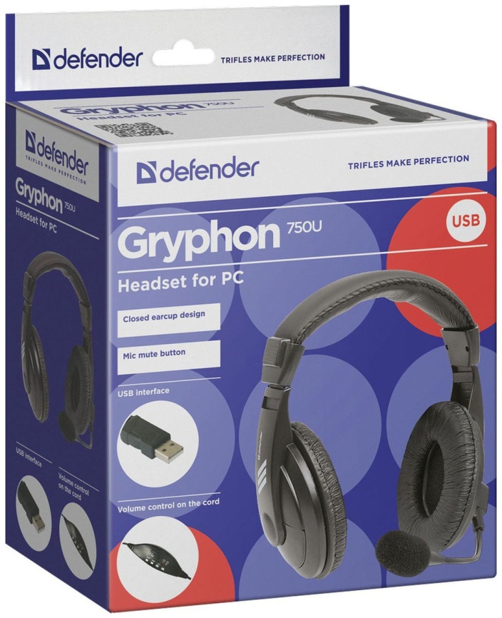 Компьютерная гарнитура Defender Gryphon 750 U USB 63752 фото 5