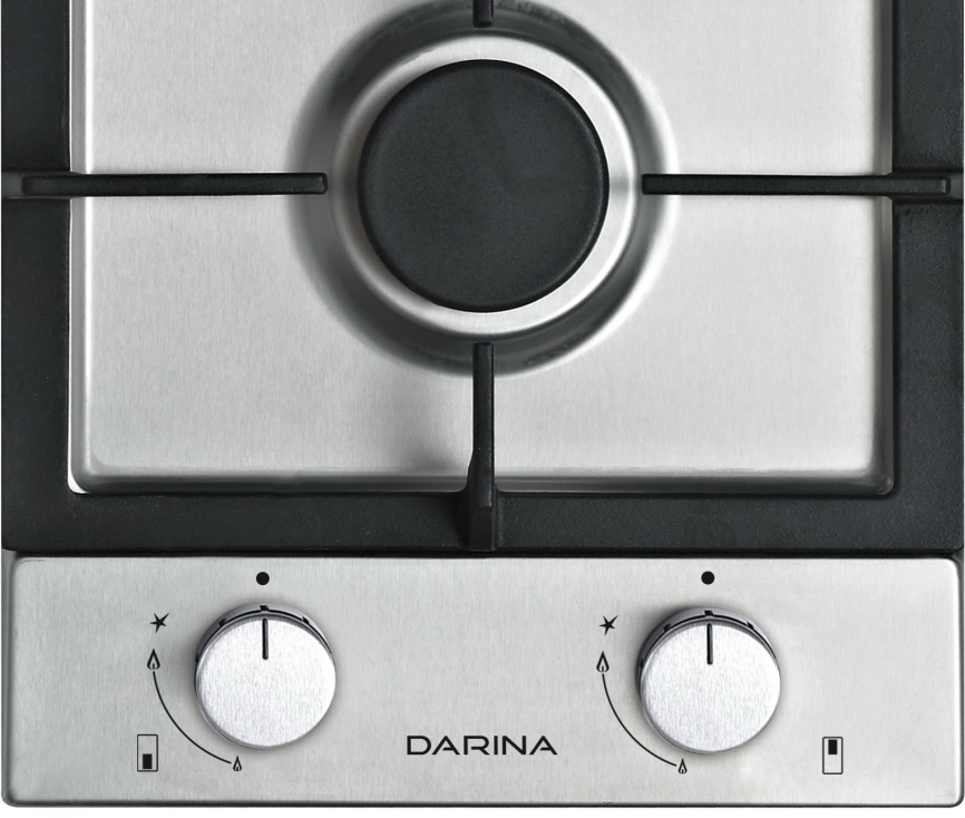 Газовая варочная панель Darina 1Т2 М 523 X 29 см, 2 конфорки электроподжиг, серебристый фото 3