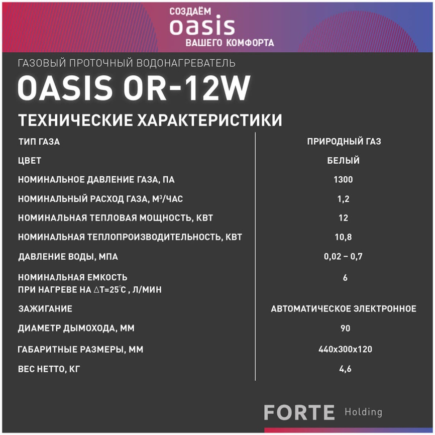 Газовый водонагреватель Oasis OR-12 W белый фото 9