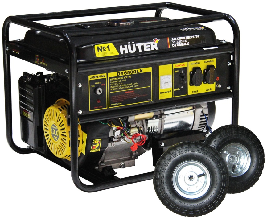 Электрический генератор и электростанция Huter DY6500LX с колёсами и акуумулятором фото 1