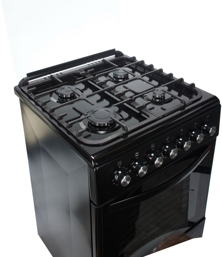 Комбинированная плита De luxe 606040.00гэ-003(кр) 60 см, 64 л, 4 конфорки, черный фото 2