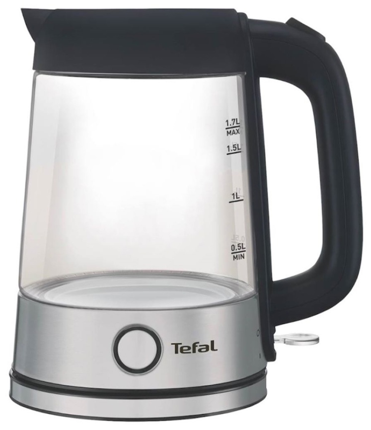 Чайник электрический Tefal Glass KI750D30, серебристый/черный фото 1