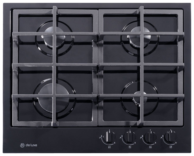 Газовая варочная панель De luxe TG4 750231 F - 075 60 см, 4 конфорки, черный фото 1