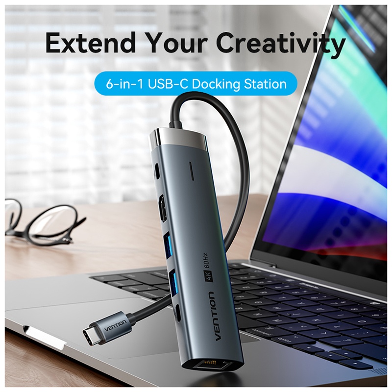 Мультифункциональный хаб Vention USB-C 6 в 1 фото 4