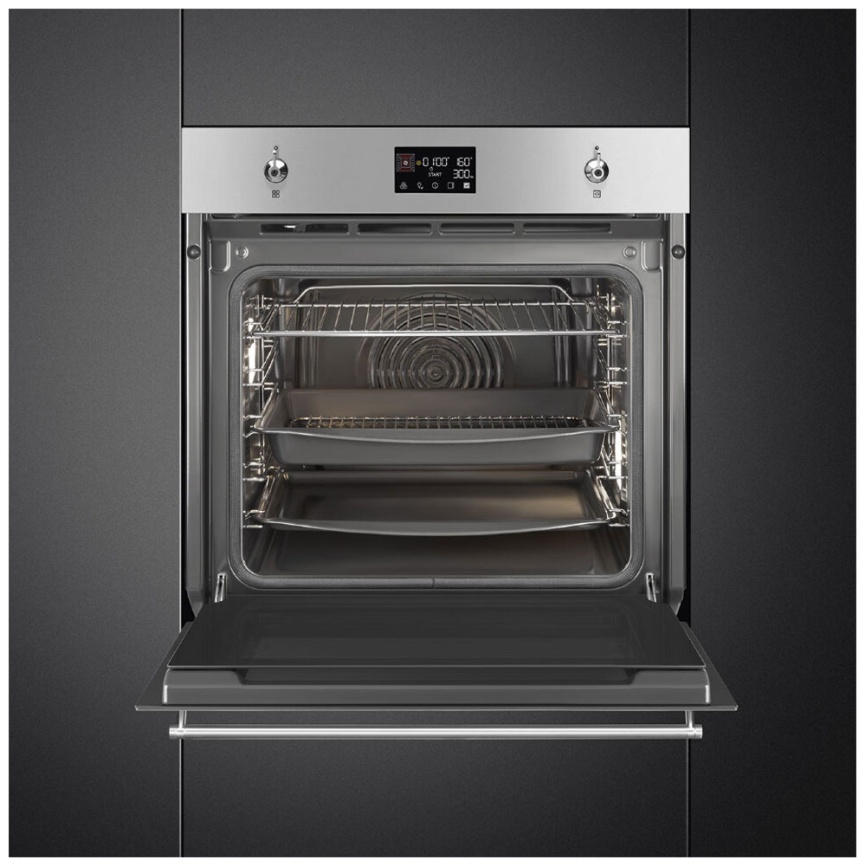Электрический духовой шкаф Smeg SOP6302TX 59 см, 68 л гриль конвекция, серебристый фото 2