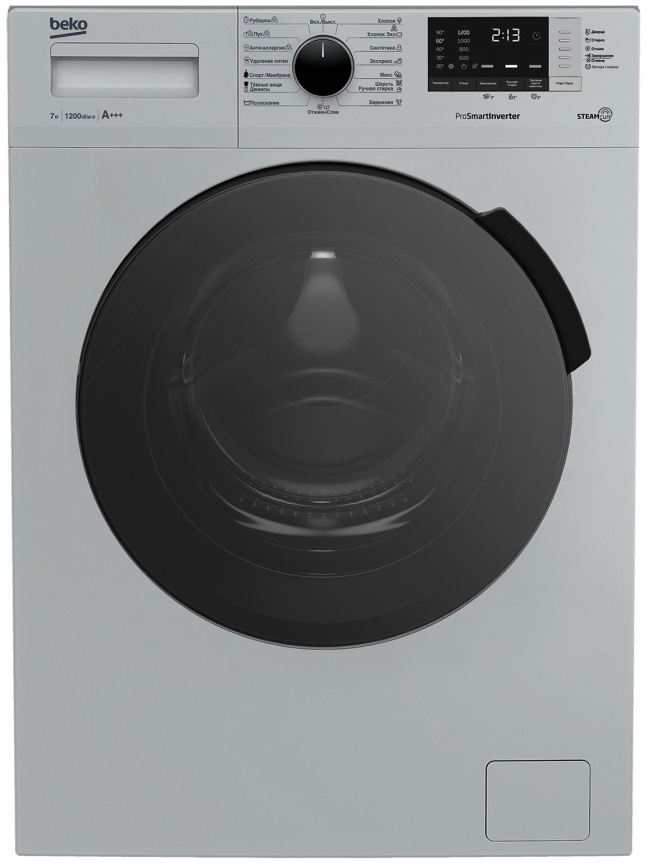Стиральная машина Beko RSPE78612S автомат 7 кг, обработка паром, серебристый фото 1