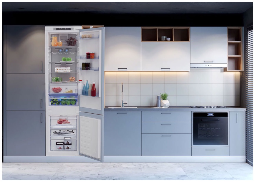 Встраиваемый двухкамерный холодильник Beko BCNA 306 E2S No frost, белый фото 5
