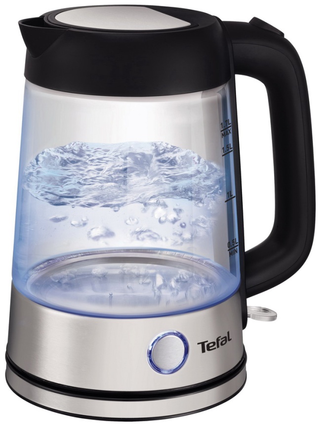 Чайник электрический Tefal Glass KI750D30, серебристый/черный фото 10