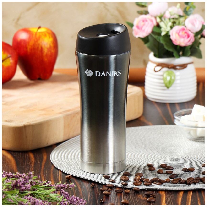 Термокружка Daniks SL-NT015-met-grpht серебро 316124 фото 6