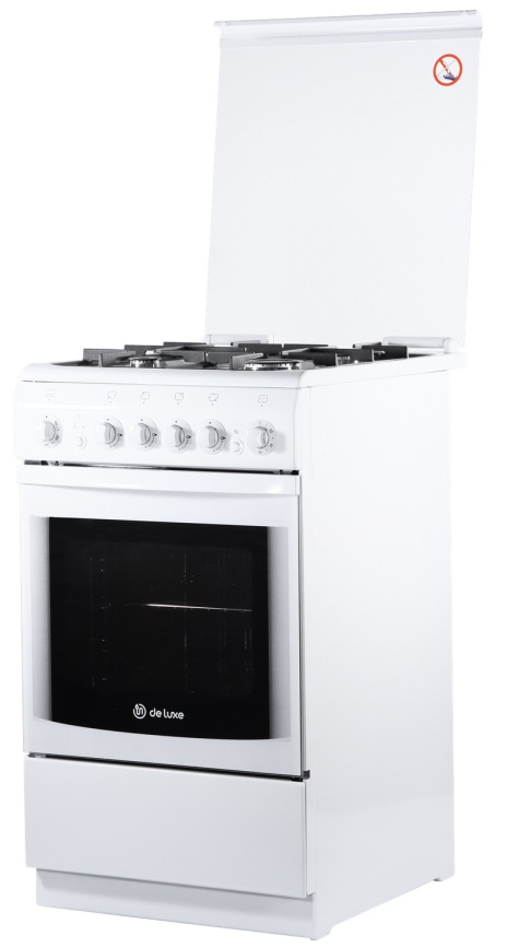 Газовая плита De luxe 506040.03 г 50 см, 54 л, 4 конфорки, белый фото 8